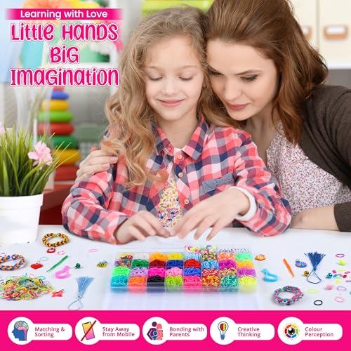 15200+ Rubber Band Bracelet Kit, 25 Colours Loom Bracelet kit - Rubberband Bracelet making kit Includes Clips, Charms, Beads - Rubber Bands for Bracelets, Ideal Gift for Birthday, Halloween, Xmas - color: 25colors 15200+