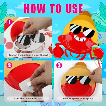 16 Pack Arts and Crafts for Kids Toddler DIY Animal Paper Plate Art Gifts - style: ocean