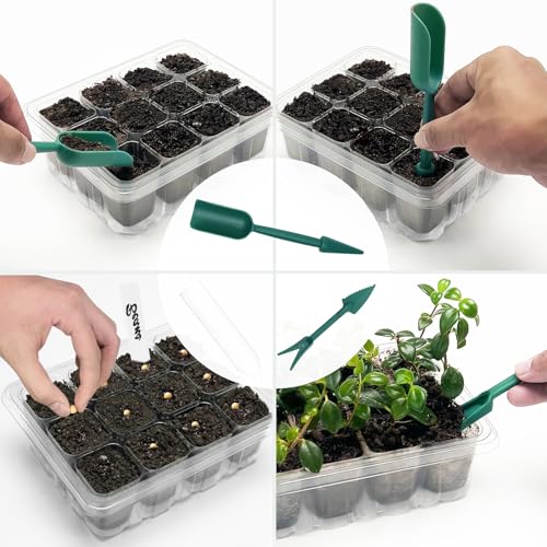 Seed Starter Trays with Grow Light Kit, 2 Pack Plant Greenhouse Propagator - size: 2-Pack (Transparent)