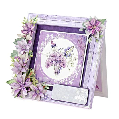 Katy Sue Dusky Violet Blooms, Die Cut Flowers & Leaves Pack. 12 Sheets of Pre-Cut Double-Sided Paper Flowers & Leaves in a Purple Colorway from Card Making Supplies. UK-Made.