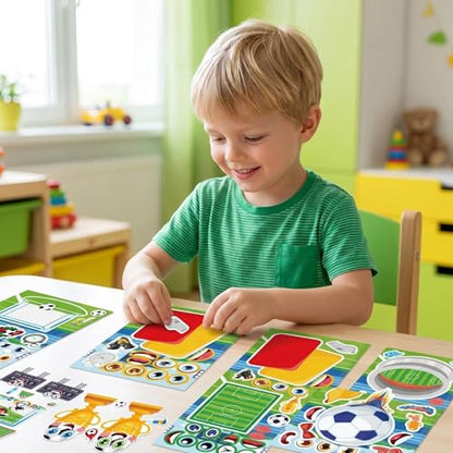 Soccer Make a Face Stickers 24 Sheets, Sports Crafts for Boys - color: Soccer