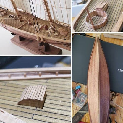 HAPYLY Scale DIY Hobby Wooden Ship Science Equipmen Assembly Model Boat Kits Sailing Boat Kit Decor Toy Gift (1:120) - size: 1:120