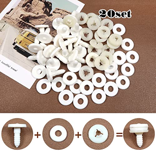 TOAOB 20 Set 20mm Joints for Amigurumis Crochet White Movable Plastic Animals Safety Joints for Crochet Accessories Stuffed Animals Crafts Puppets Limbs and Arm Leg Neck Joints Making - size: 20mm