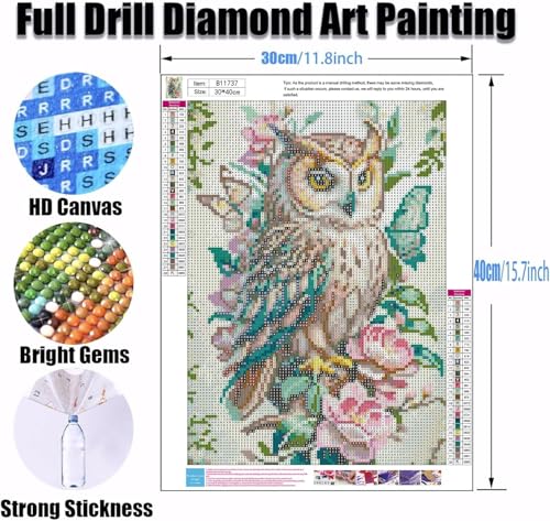 Ekuxom Owl Diamond Art Kits for Adults-5D Owl Diamond Painting - color: Owl