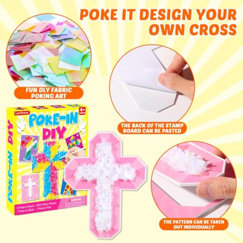 Lonfliness 8 Pcs Cross Poke in Craft Kits for Kids Mess Free DIY Art - style: Cross