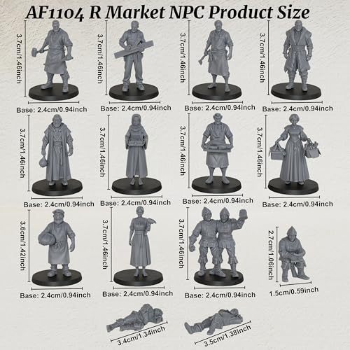 AUSPDICE Fantasy NPC Figurine Set for Dungeons and Dragons & TTRPG - color: Af1104 R Market Npc