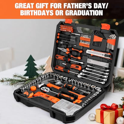 248-Piece Home Repair Hand Tool Set with Storage Case - color: Orange