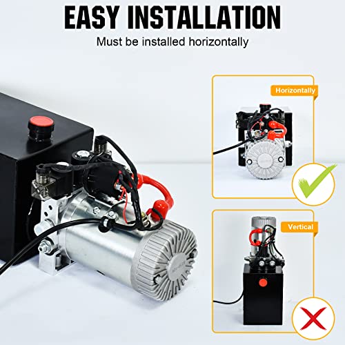 DC HOUSE Hydraulic Power Unit 15 Quart Double Acting Hydraulic Pump DC 12V Power Unit Metal Reservoir for Dump Trailer Car Lifting - size: 15 Quart Double
