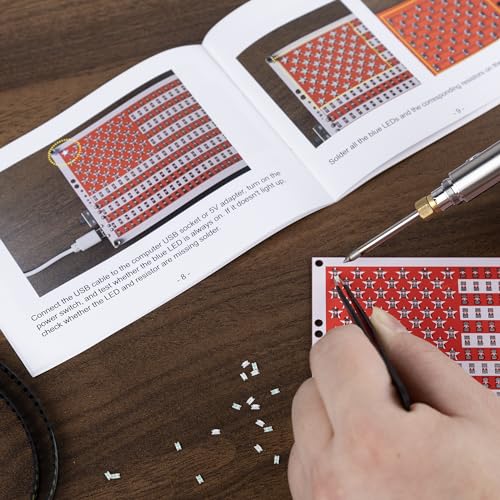 DIY Soldering Project Kit, American Flag 0.3x0.5 Ft DIY SMD Soldering Practice Kit Electronics Learning with Acrylic shell