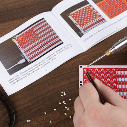 DIY Soldering Project Kit, American Flag 0.3x0.5 Ft DIY SMD Soldering Practice Kit Electronics Learning with Acrylic shell