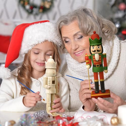 Beeveer 10" Wooden Nutcracker Paint Kit with Brush Acrylic Paints, King - style: King