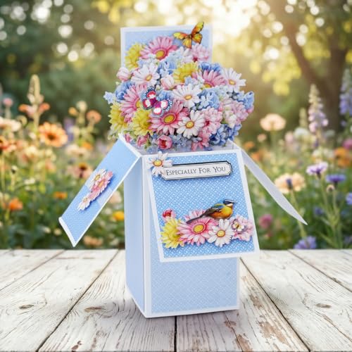 Katy Sue Blooming Box Bouquets Pop Up Card Making Kit. Make 8 3D Floral Box Cards. All-in-one Kit: Die-Cut Decoupage, Cardstock, Adhesive Pads, Envelopes & Instructions for Card Making Supplies