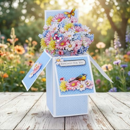 Katy Sue Blooming Box Bouquets Pop Up Card Making Kit. Make 8 3D Floral Box Cards. All-in-one Kit: Die-Cut Decoupage, Cardstock, Adhesive Pads, Envelopes & Instructions for Card Making Supplies