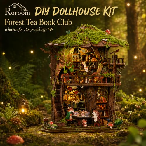 Roroom DIY Miniature House Kit, Woodland Treehouse Dollhouse Kit - color: Forest Tea Book Club