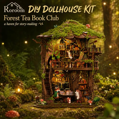 Roroom DIY Miniature House Kit, Woodland Treehouse Dollhouse Kit - color: Forest Tea Book Club