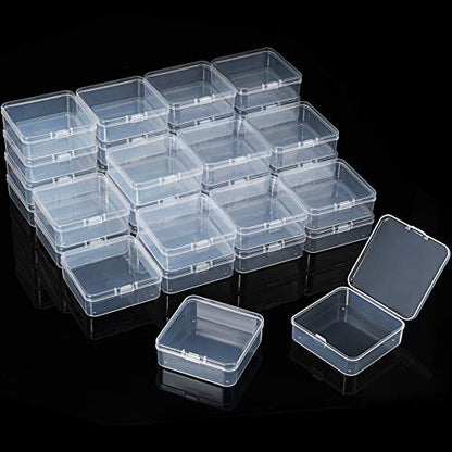 SATINIOR 48 Packs Clear Small Plastic Containers Transparent Storage Box with Hinged Lid for Small Items Crafts Jewelry (2.9 x 2.9 x 1 Inches) - size: 2.9 x 2.9 x 1 in