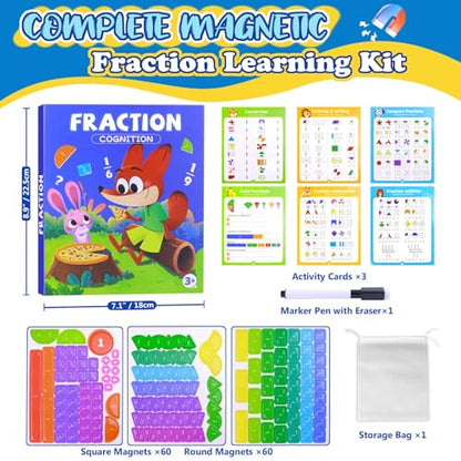 Magnetic Fraction Educational Puzzle Set, Fraction Educational Book for Kid