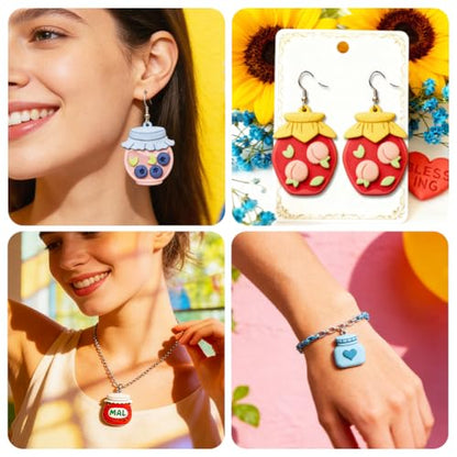 16Pcs Jar Polymer Clay Cutters Bottle Clay Earrings Cutters Pear Apple Polymer Jewelry Cutter for Earrings Making Party Festival DIY Supplies - color: Can