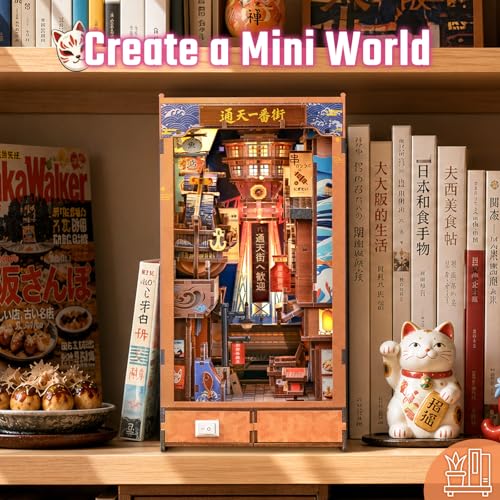 Fsolis Japanese Book Nook Kit - DIY Miniature House Kit for Adults - color: Tsutenkaku Ichiban Street