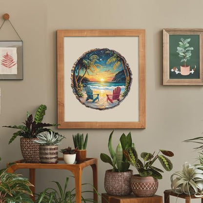 Jigfoxy Wooden Puzzle for Adults, Sunset Beach Wood Puzzles Adult - color: Sunset Beach, size: Small