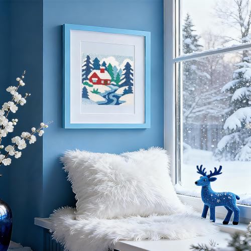 DOODLREAM Snow Scenery Winter Punch Needle Kit for Beginner 9.4" x 9.4" - color: Snow Scenery