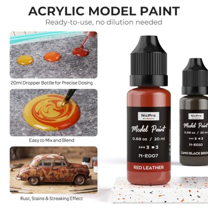 Nicpro 10 Colors Rust & Weathering Model Paint Set, 20ml - style: Rust & Weathering