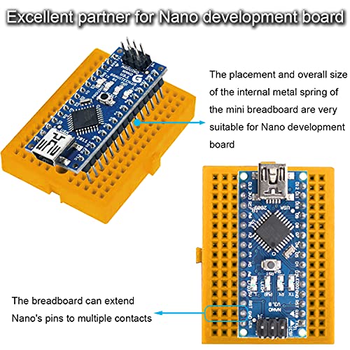 170 Tie Points Mini Breadboard, 12PCS Small Solderless Prototype PCB Board Kit Quick Connection for Arduino Proto Shield, with 65 Pcs Breadboard Jumper Wires