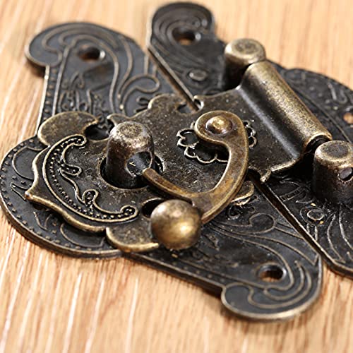 dophee 2Pcs Box Latch Hasps and 4Pcs Vintage Small Hinges with 28Pcs Screws