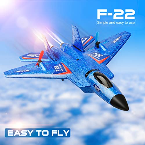 F22 RC Fighter Plane 2CH Ready to Fly RC Airplane for Beginners - color: Blue F-22 Raptor