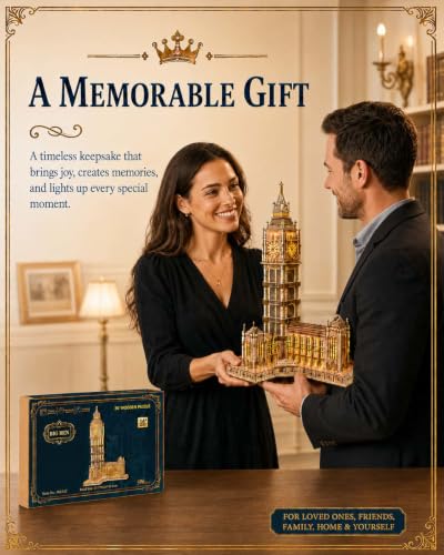 LED 3D Wooden Puzzle for Adults,BigBen London Clock Tower Model Kit,Gift
