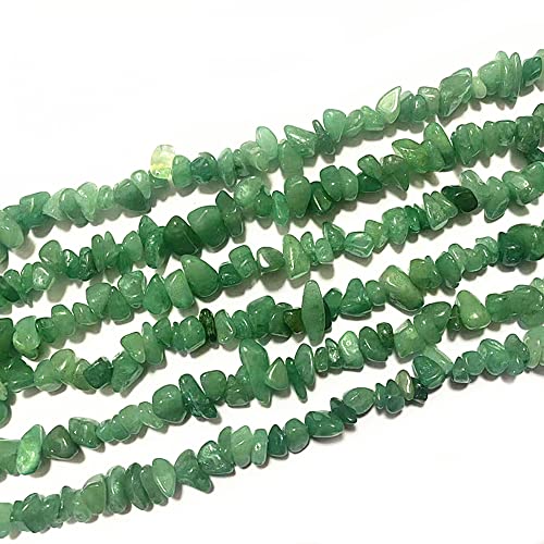 7-8mm Natural Green Aventurine Gemstone Chips Healing Gravel Bracelets Necklace Kit Irregular Tumble Stone Beads DIY Crafts Design Jewelry Making 32" - color: Green Aventurine