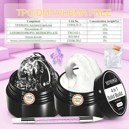 3D Nail Art Gel Clear and White Solid Builder Gel for Nails