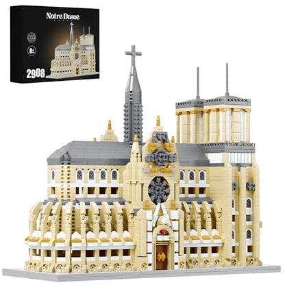 Notre Dame Cathedral Miniature Block Set (2908 Pieces) - Landmark Model Puzzle Toy, Suitable for Children and Adults as a Gift - style: Notre Dame Cathedral