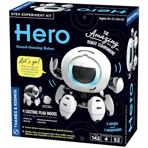 Thames & Kosmos Hero: Sound-Sensing Robot STEM Experiment Kit, Build a Robot That Reacts to Sounds, Explore Engineering, Sound Technology, Spatial Hearing, Quality Screen-Free, Educational Play