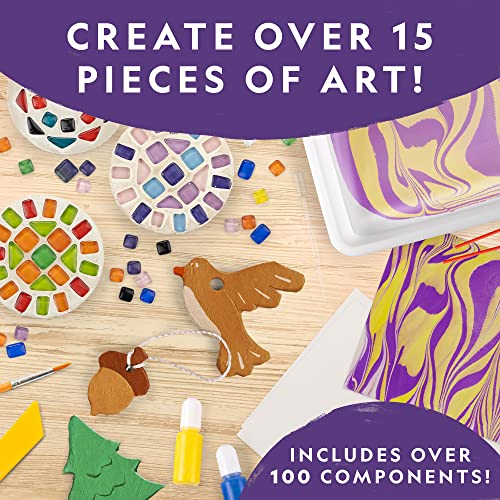 National Geographic Mega Arts and Crafts Activity Kit for Kids Ages 8-12 - style: Clay, Mosaic & Paint Marbling Kits