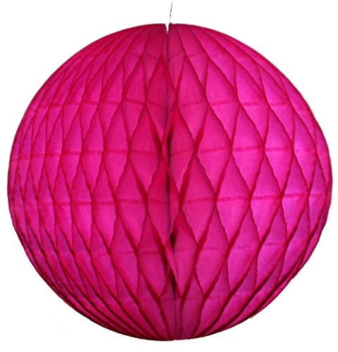 Cerise Honeycomb Balls, Set of 3 (12 inch, 8 inch, 5 inch) - color: Cerise
