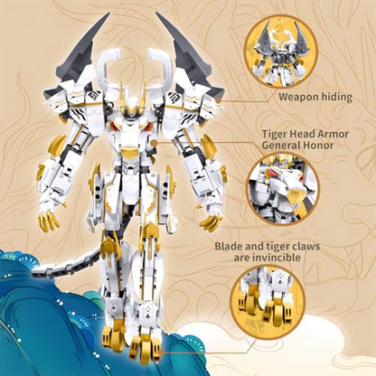 CSNRHG White Tiger Samurai mech Robot Model with Double Axe Head - color: Double Axe Head