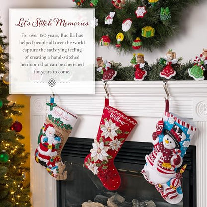 Bucilla, Felt Applique 18" Stocking Making Kit, Holiday Knitting, Perfect for DIY Arts and Crafts