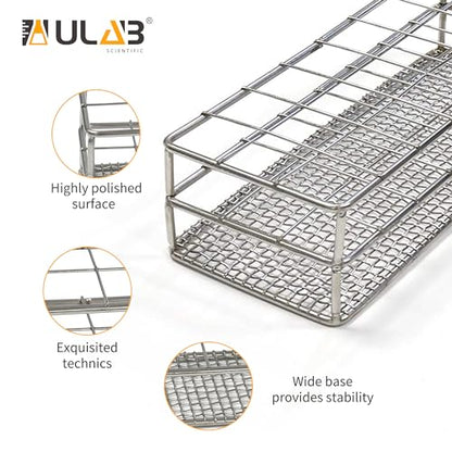 ULAB Stainless Steel Test Tube Rack, Wire Constructed, 24 Places, Suitable for Tubes of Dia.≤25mm, UTR1010 - color: 24holes Steel