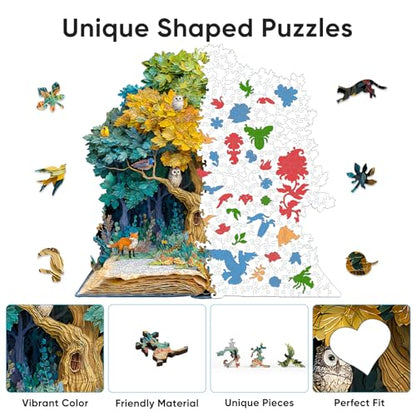 Bovearto Wooden Puzzles for Adults 500 Pieces, Tree of Life Puzzle - color: Book Tree, size: 500pcs