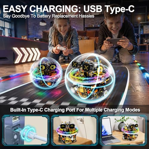 STEM Robot Building Kit for Kids Ages 8-14, 804 PCS Remote & APP Control Spherical Robotics Toy with LED Expressions & Cyberpunk Lights, Programmable Rolling Technic Coding Set, Gift for Boys & Girls