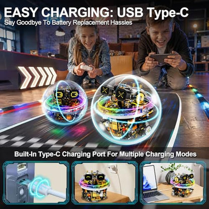 STEM Robot Building Kit for Kids Ages 8-14, 804 PCS Remote & APP Control Spherical Robotics Toy with LED Expressions & Cyberpunk Lights, Programmable Rolling Technic Coding Set, Gift for Boys & Girls