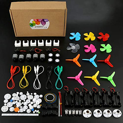 Sntieecr 6 Set 131 PCS DC Motors Kit, Mini Electric Motor 1.5-3V 15000RPM - style: 131 x Electric Circuit Kit