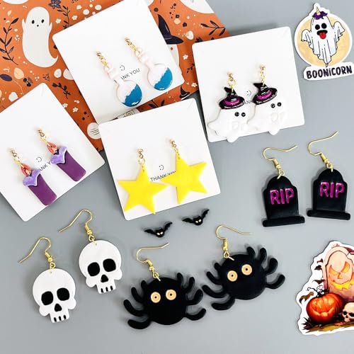 Xaekicr Halloween Polymer Clay Cutters Set – 8Pcs Clay Earring Cutters for Polymer Clay Jewelry, Ghost Bat Skull Pumpkin Shapes Clay Tools and Molds for DIY Crafts - color: A color