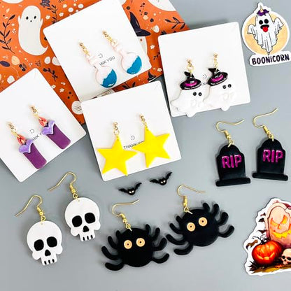 Xaekicr Halloween Polymer Clay Cutters Set – 8Pcs Clay Earring Cutters for Polymer Clay Jewelry, Ghost Bat Skull Pumpkin Shapes Clay Tools and Molds for DIY Crafts - color: A color