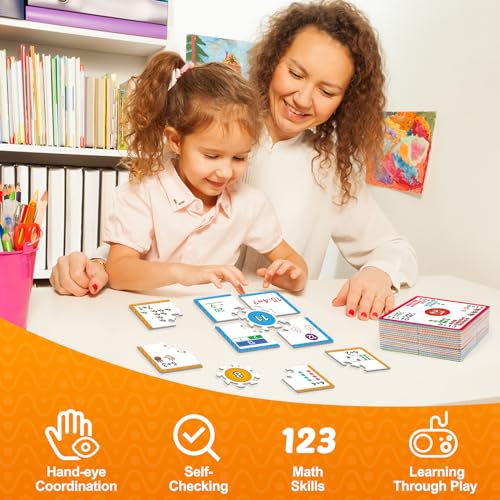 Torlam Addition and Subtraction Puzzle Cards Math Manipulatives Kindergarten Math Games for Kids, Homeschool Supplies Classroom Must Haves Preschool Learning Games Flash Cards Puzzles Toys