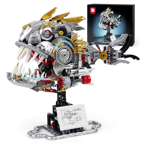 GIAT Mechanical Piranha Building Blocks Set - STEM Collection Toy for Kids & Adults, Home/Office Decor Kit, Birthday Gifts for 8-14+ Year Old Teens Boys and Girls (1019 PCS)