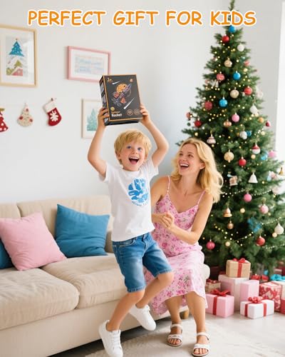 SainSmart Jr. Rocket Launcher for Kids, Motorized Air Rocket Toy with Parachute, Self-Launching up to 200 ft, Outdoor Toys for Ages 8-12, Birthday Gifts for Boys & Girls - style: Flame