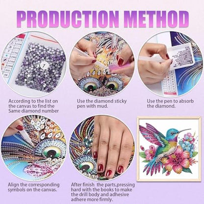 JATOK 2 Pack Diamond Art Kits for Adults, Hummingbird, 11.8 x 11.8 in - color: Lime