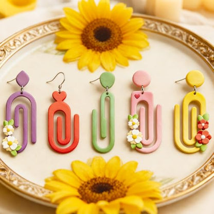 16Pcs Paperclip Polymer Clay Cutters Maze Clay Earrings Cutters Polymer Jewelry Cutter for Earrings Making Party Festival DIY Supplies - color: Paperclip